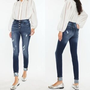 Kancan Chelsea High Rise Button Fly Distressed Super Skinny Jeans 5/26
